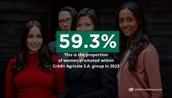 59.3%: his is the proportion of women promoted within Crédit Agricole S.A. group in 2023.