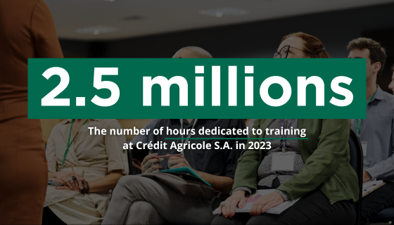 2.5 million: The number of hours dedicated to training at Crédit Agricole S.A. in 2023.