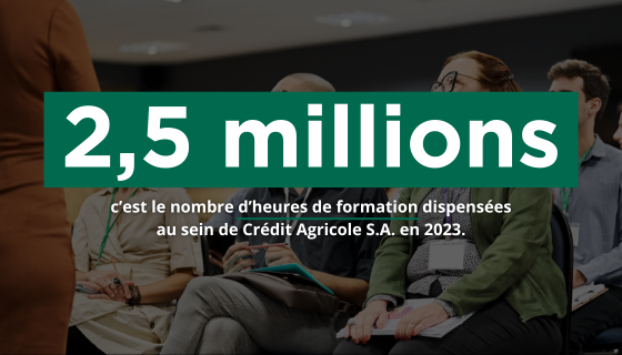 2,5 millions, c’est le nombre d’heures de formation dispensées au sein de Crédit Agricole S.A. en 2023.
